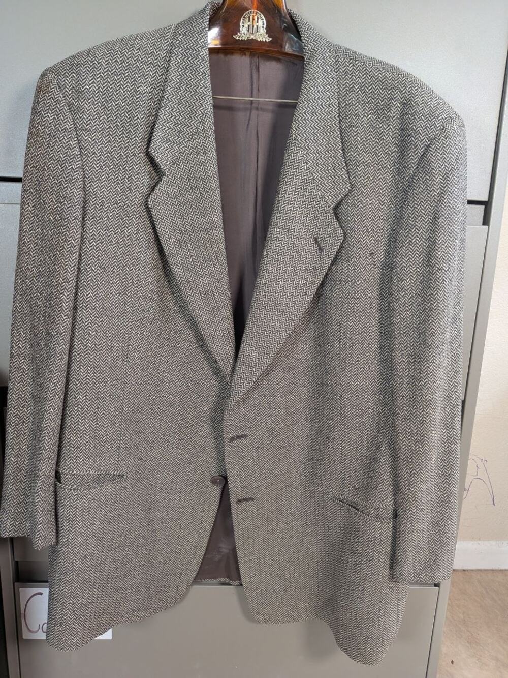 VTG Giorgio Armani Le Collezioni Herringbone Wool Mohair Sport Coat Blazer 46R